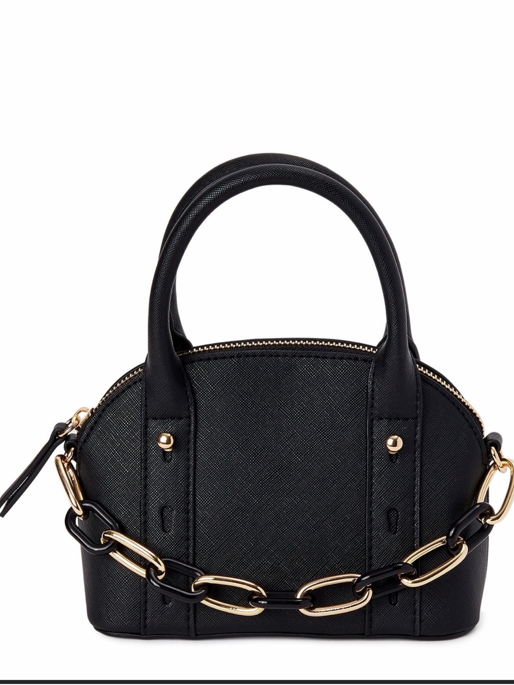 Mini NoBoundaries Black Dome Satchel with Gold Chain Detail